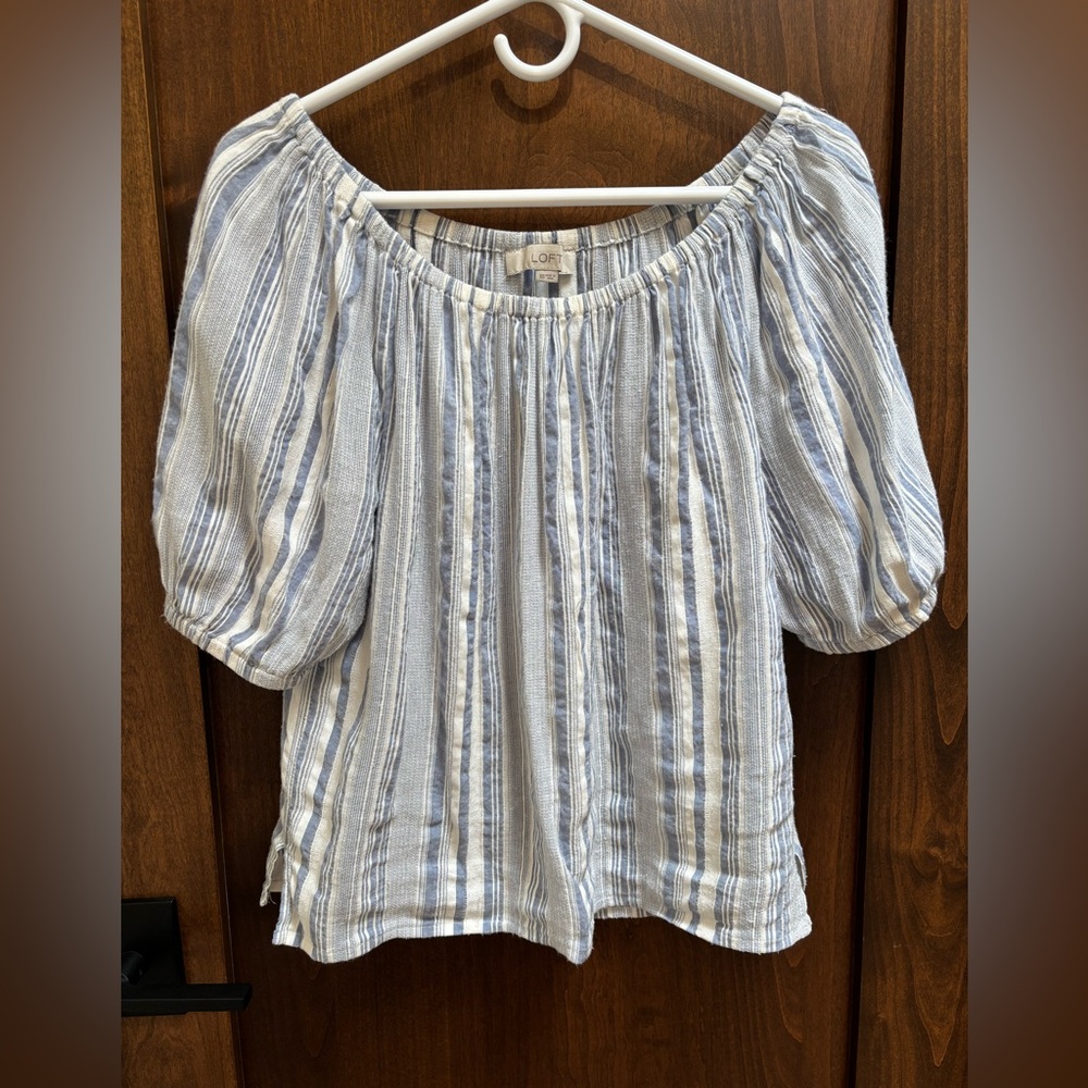 LOFT Blue and White Striped Blouse